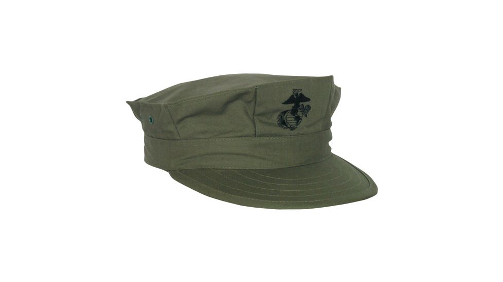 Fox Outdoor Marine Cap, Olive Drab w/Emblem, Small, 74-105 S
