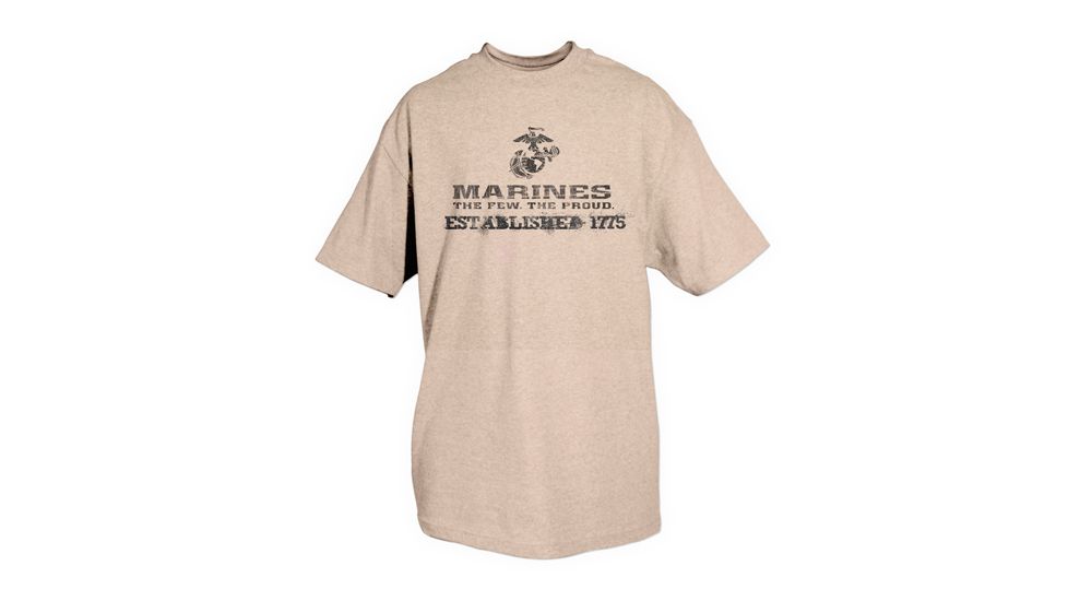 Fox Outdoor Marines One-Sided Imprinted T-Shirt, Marines Established Vintage / Sand, Large, 63-995 L