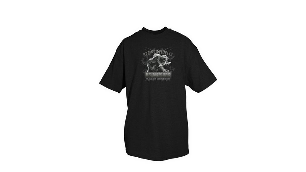 Fox Outdoor Marines One-Sided Imprinted T-Shirt, Marines no Man Left Behind / Black, Large, 63-70 L