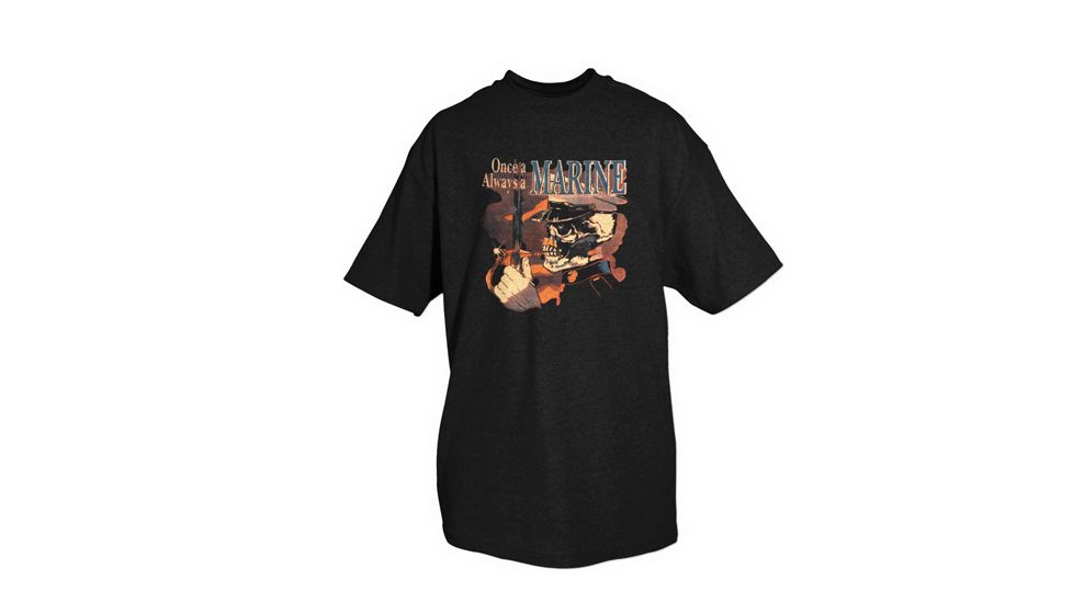 Fox Outdoor Marines One-Sided Imprinted T-Shirt, Once a Marine / Black, Large, 64-40 L