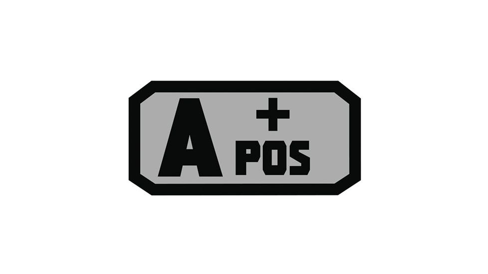 Fox Outdoor Medical and Morale Patches, A Pos - Grey/Black, 84P-050