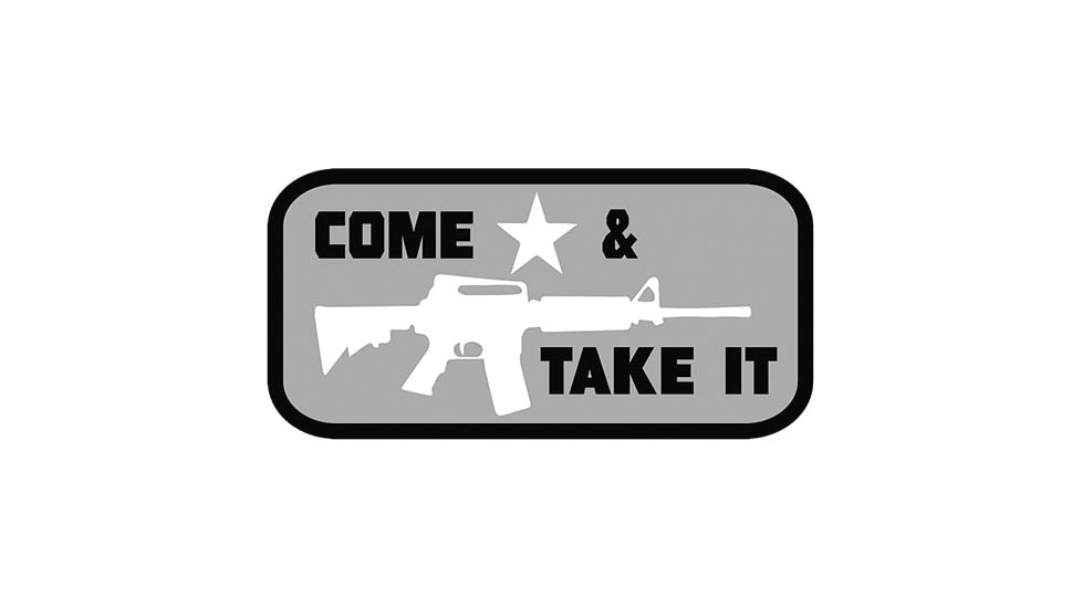 Fox Outdoor Medical and Morale Patches, Come &amp; Take It - Grey, 84P-126