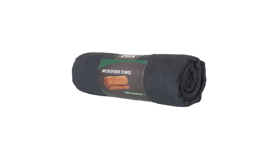 Fox Outdoor Microfiber Towel, Black, Large, 36-51