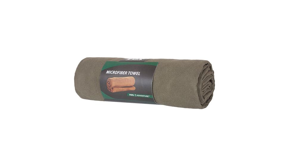 Fox Outdoor Microfiber Towel, Olive, Large, 36-50
