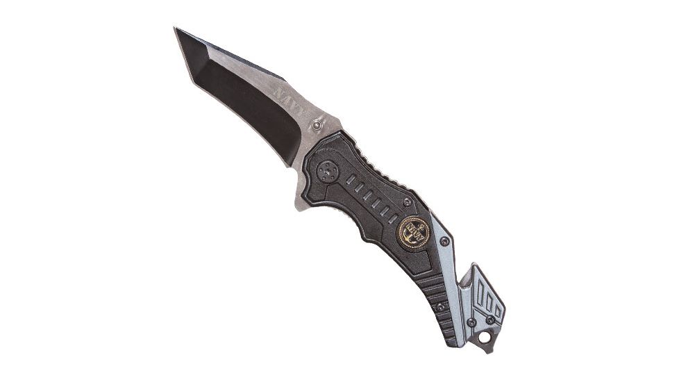 Fox Outdoor Military Rescue Folding Knife, Black/Grey, 15-1562