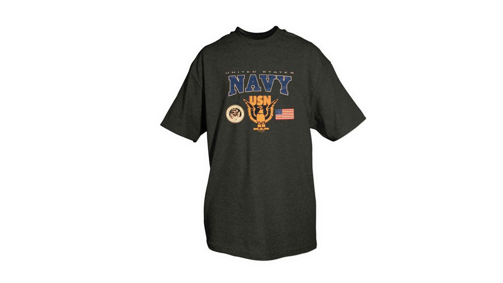 Fox Outdoor Navy One-Sided Imprinted T-Shirt, USN with Logos / Navy, Large, 64-43 L