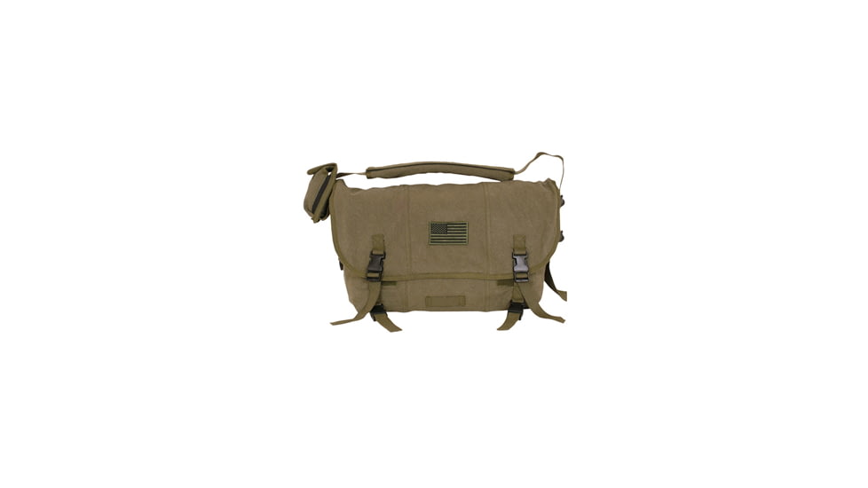 Fox Outdoor Retro Courier Shoulder Bag, Olive Drab, USA Flag 099598430825