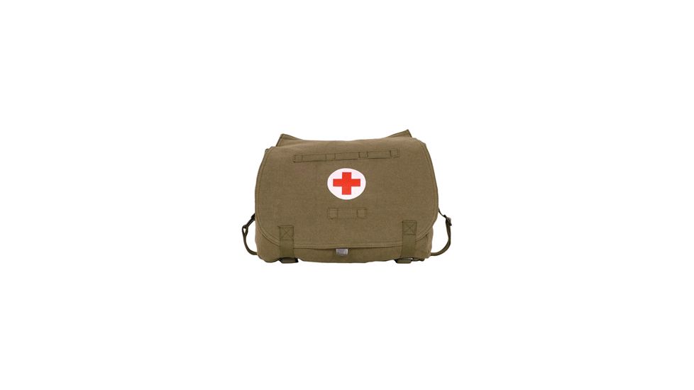 Fox Outdoor Retro Hungarian Shoulder Bag, Olive Drab, Red Cross 099598432607