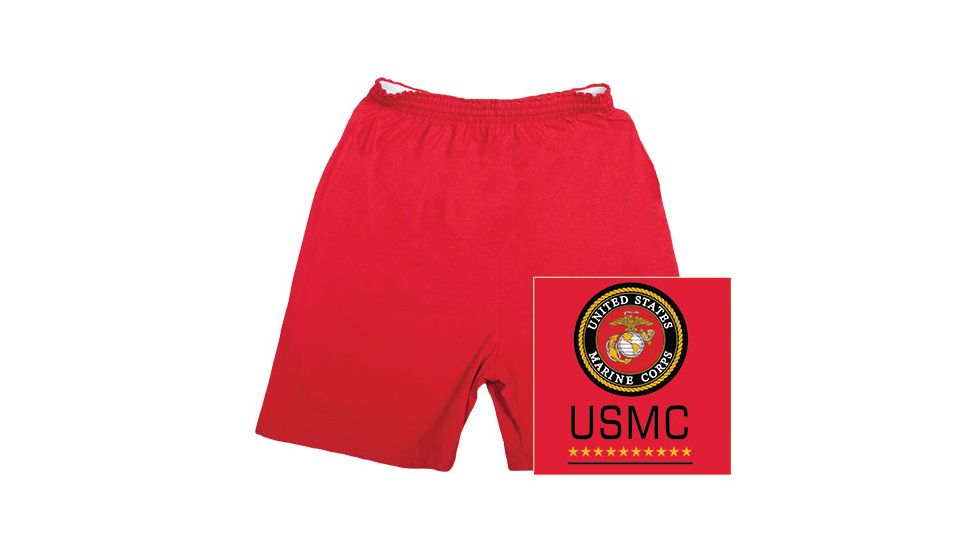 Fox Outdoor Running Shorts - Men's, 2XL, Regular Inseam, U.S.M.C Logo / Red, 64-7992 XXL