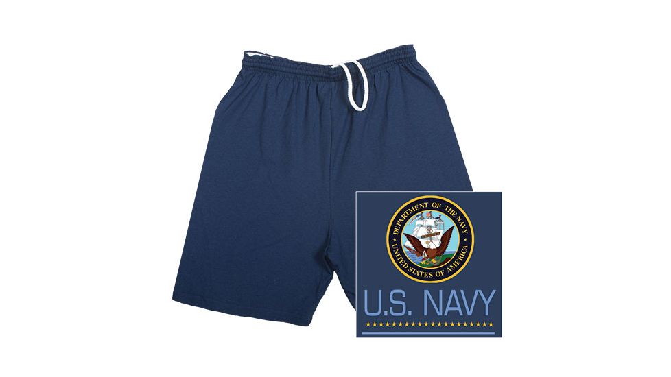 Fox Outdoor Running Shorts - Men's, Medium, Regular Inseam, U.S. Navy Logo / Navy, 64-7991 M