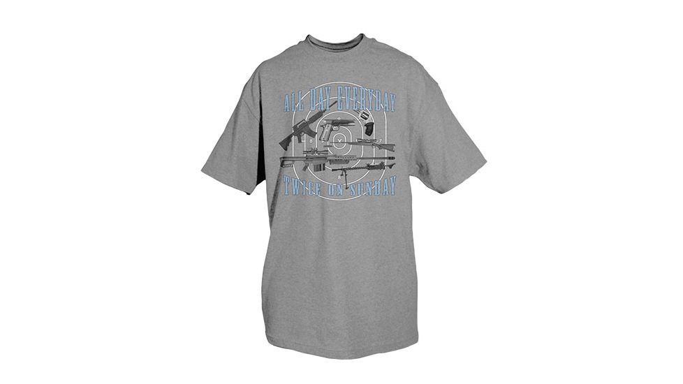 Fox Outdoor Themed One-Sided Imprinted T-Shirts, All Day Everyday / Heather Grey, Large, 64-463 L