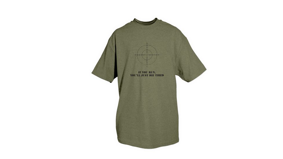 Fox Outdoor Themed One-Sided Imprinted T-Shirts, If You Run / Olive Drab, Large, 64-470 L