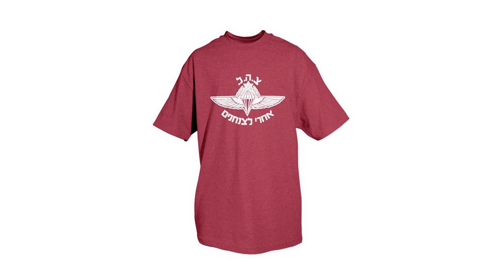 Fox Outdoor Themed One-Sided Imprinted T-Shirts, Israeli Paratrooper / Burgundy, Large, 63-5536 L