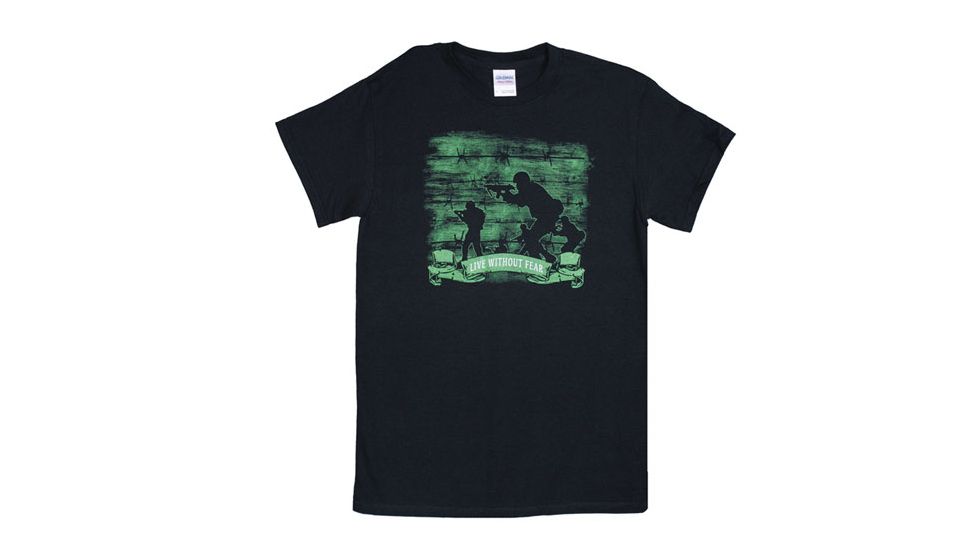 Fox Outdoor Themed One-Sided Imprinted T-Shirts, Live Without Fear / Black, Medium, 63-463 M