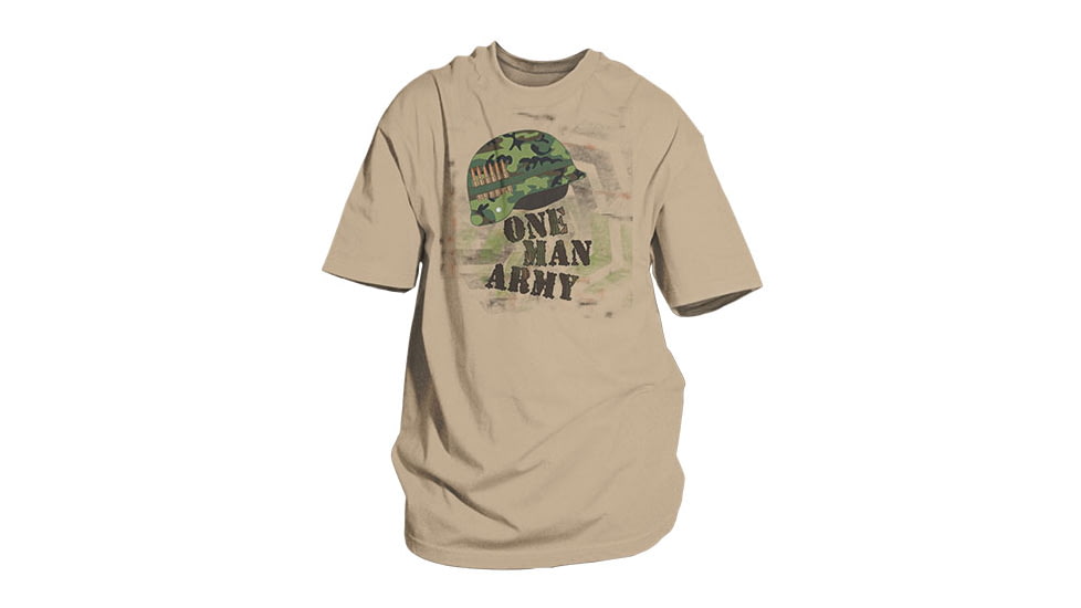 Fox Outdoor Themed One-Sided Imprinted T-Shirts, One Man Army / Sand, 2XL, 63-404 XXL