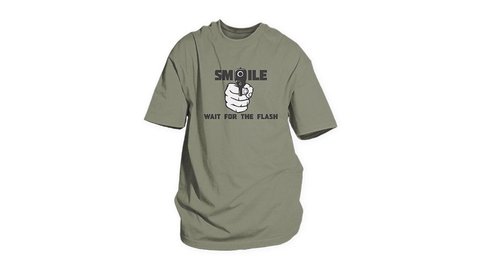 Fox Outdoor Themed One-Sided Imprinted T-Shirts, Smile For The Flash / Olive Drab, Large, 63-471 L
