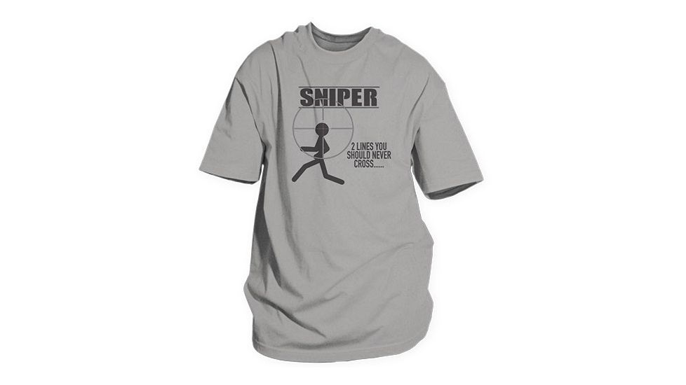 Fox Outdoor Themed One-Sided Imprinted T-Shirts, Sniper / Grey, Large, 64-6160 L