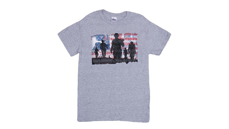 Fox Outdoor Themed One-Sided Imprinted T-Shirts, Soldiers / Heather Grey, Large, 63-461 L