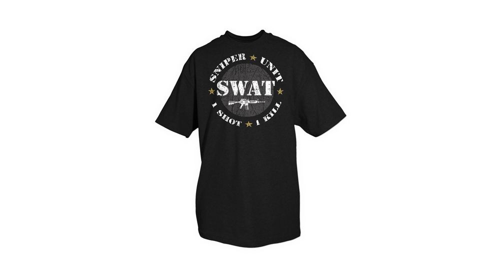 Fox Outdoor Themed One-Sided Imprinted T-Shirts, SWAT Sniper / Black, Large, 64-6161 L