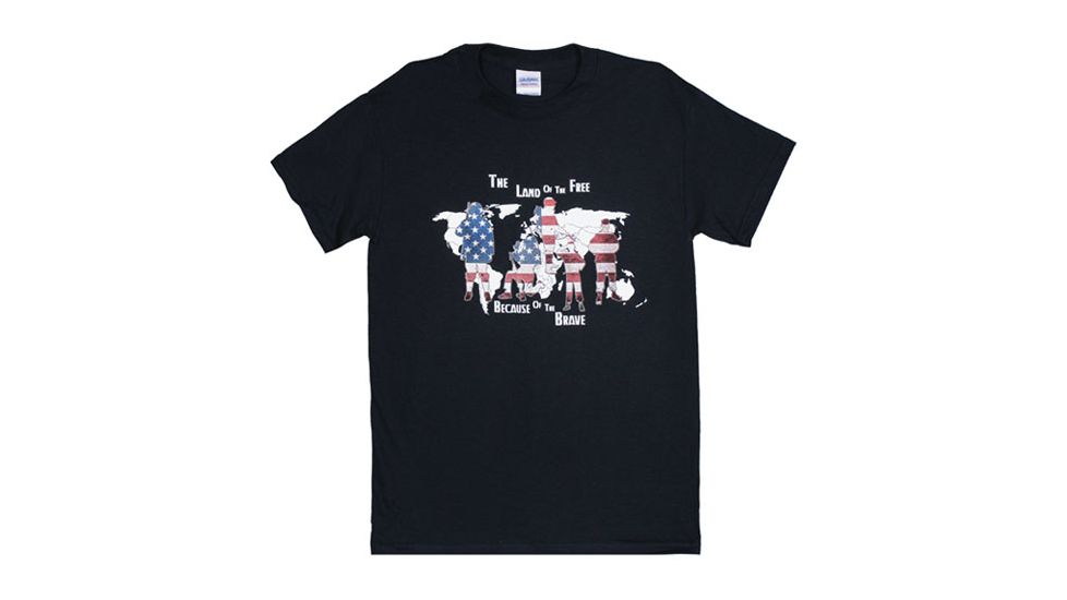 Fox Outdoor Themed One-Sided Imprinted T-Shirts, The Land Of The Free / Black, Small, 63-462 S