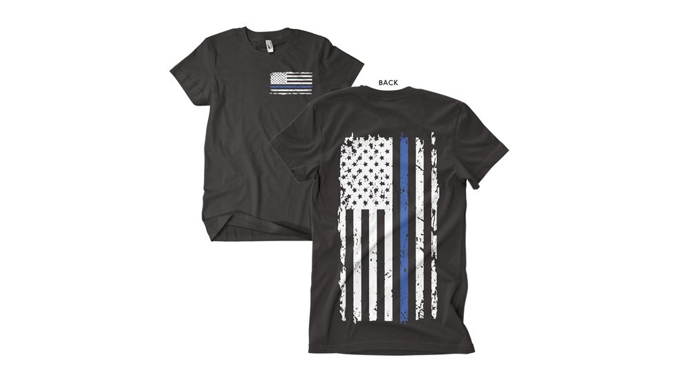 Fox Outdoor Two-Sided Imprinted T-Shirt, Vintage Blue Line / Black, Large 63-4821 L