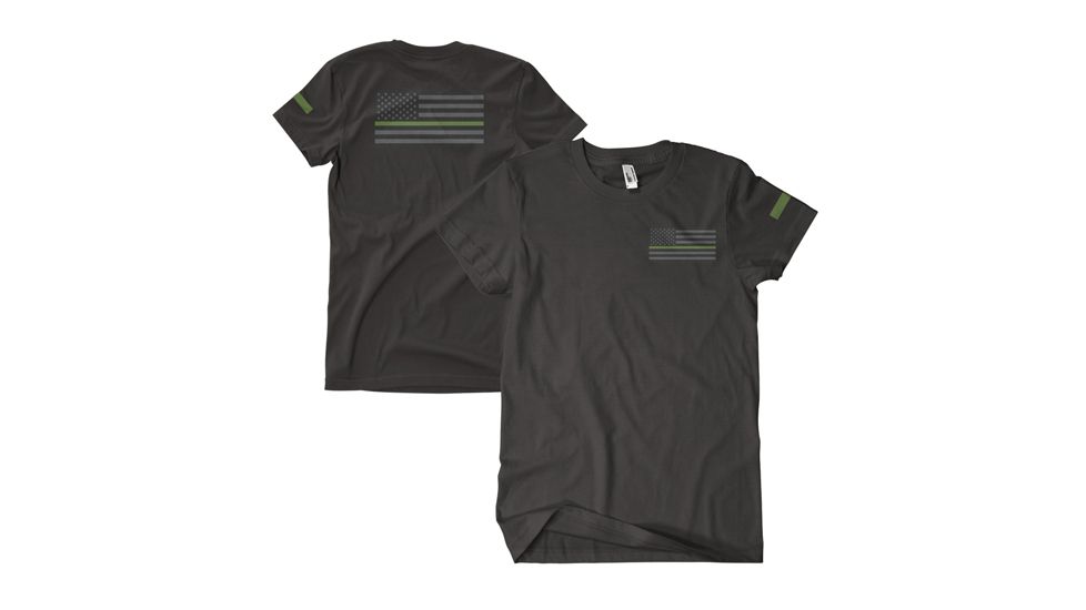 Fox Outdoor Two-Sided Imprinted T-Shirt, USA Flag/Thin Green Line / Black, Medium 63-484 M