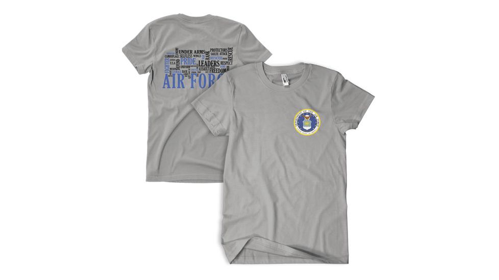 Fox Outdoor Two-Sided Imprinted T-Shirt, Air Force Descriptive Words / Heather Grey, Large, 63-4023 L