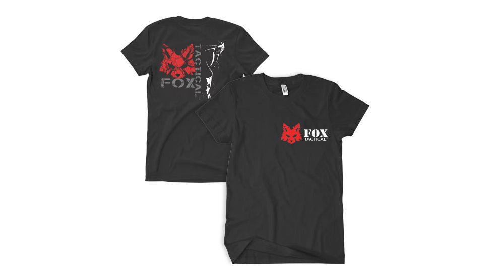 Fox Outdoor Two-Sided Imprinted T-Shirt, Fox Tactical Soldier Face - Black, Large, 63-493 L