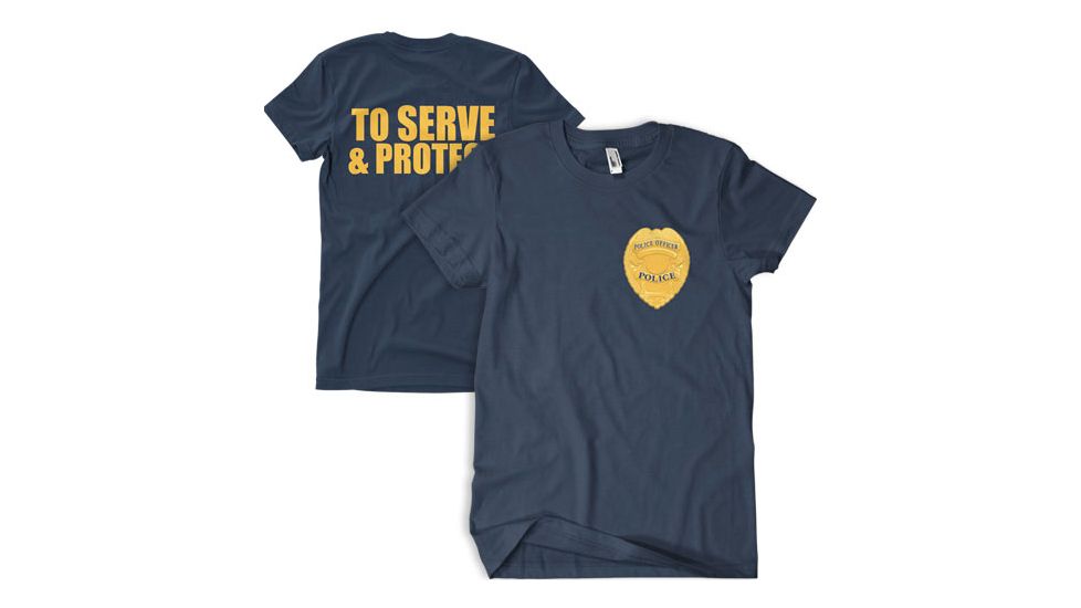 Fox Outdoor Two-Sided Imprinted T-Shirt, Serve &amp; Protect / Navy, Large, 63-623 L