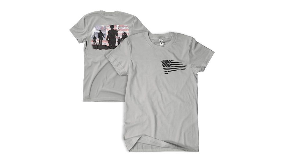 Fox Outdoor Two-Sided Imprinted T-Shirt, Soldiers / Heather Grey, Large, 63-4612 L