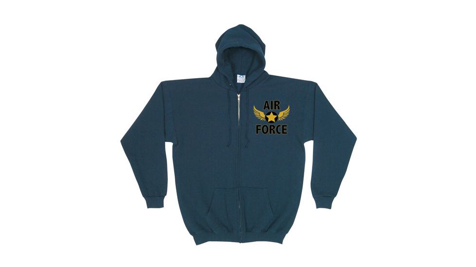 Fox Outdoor Zip Front Hooded Sweatshirt, Air Force Wings - Navy, Medium, 64-878 M