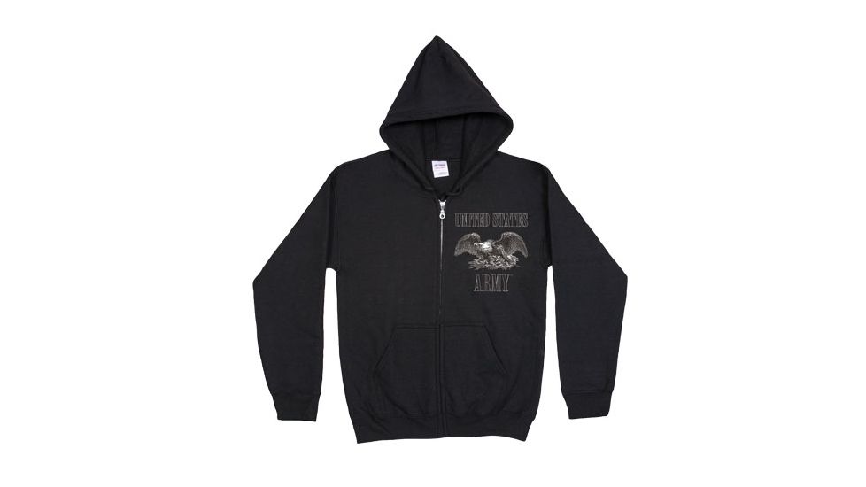 Fox Outdoor Zip Front Hooded Sweatshirt, Army Eagle - Black, Small, 64-8455 S