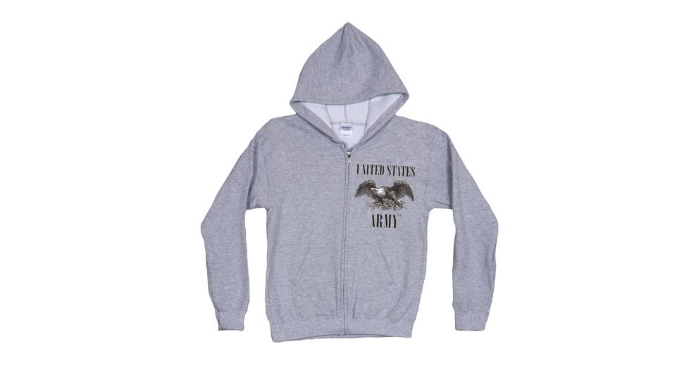 Fox Outdoor Zip Front Hooded Sweatshirt, Army Eagle - Grey, Large, 64-8450 L