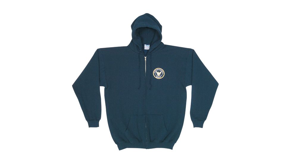 Fox Outdoor Zip Front Hooded Sweatshirt, Navy Logo - Navy Blue, Large, 64-865 L