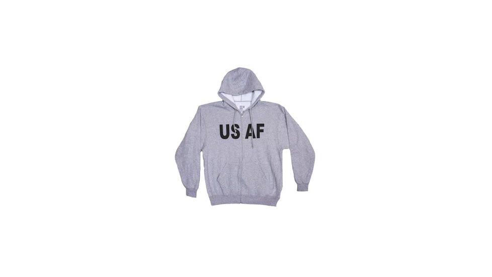 Fox Outdoor Zip Front Hooded Sweatshirt, USAF - Grey, 3XL, 64-87 3XL