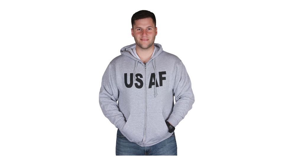 Fox Outdoor Zip Front Hooded Sweatshirt, USAF - Grey, Large, 64-87 L