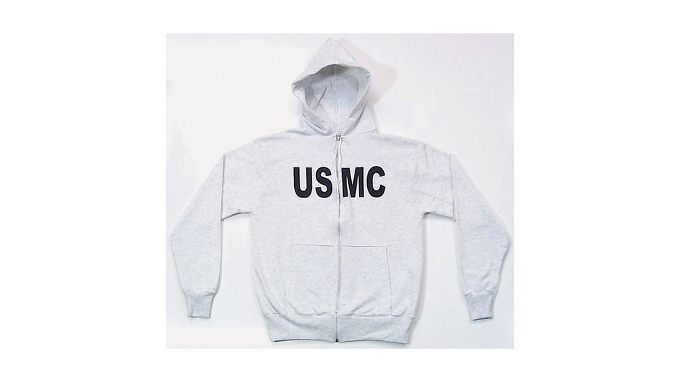 Fox Outdoor Zip Front Hooded Sweatshirt, USMC - Grey, Large, 64-85 L