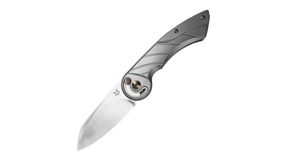 Fox Radius Finger Safe Lock Folding Knife, 3 satin finish Bohler M390 stainless blade, Sculpted titanium handle, 01FX865