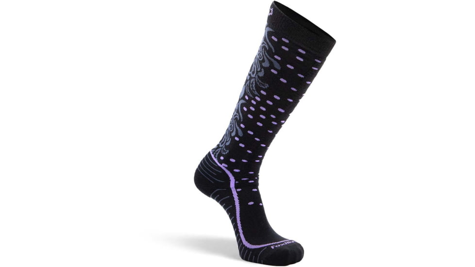 Fox River Falling Leaf Lightweight Over-the-Calf Ski and Snowboard Sock - Womens, Black, Small, 107340