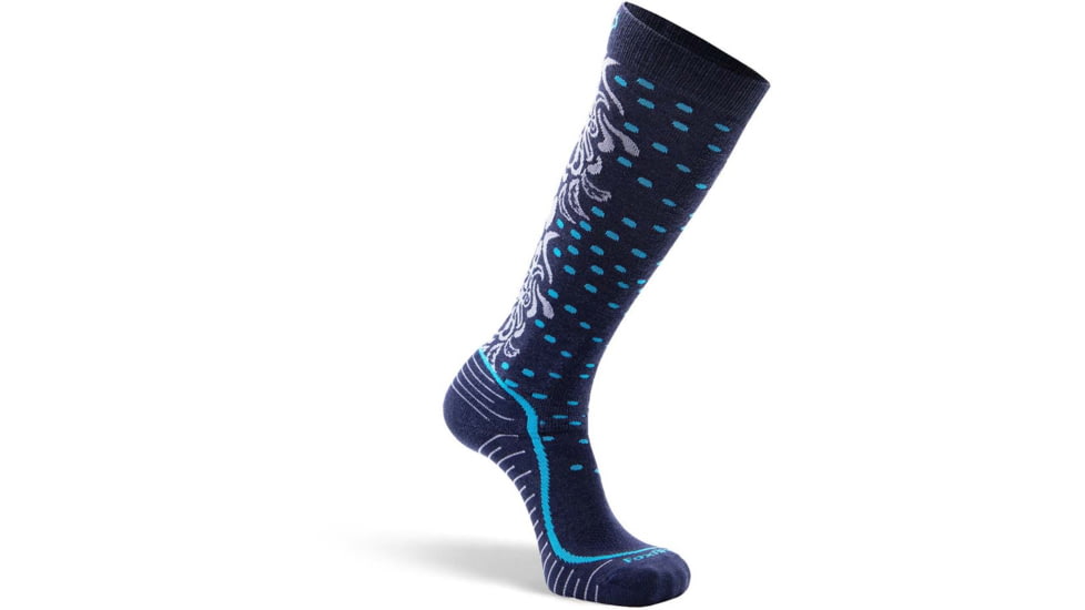 Fox River Falling Leaf Lightweight Over-the-Calf Ski and Snowboard Sock - Womens, Navy, Medium, 101835