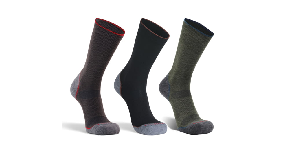Fox River Mens Basecamp 2.0 Lightweight Crew Hiking Sock Bundle - 3 Pack 0F372627, Medium, Multi, 151730