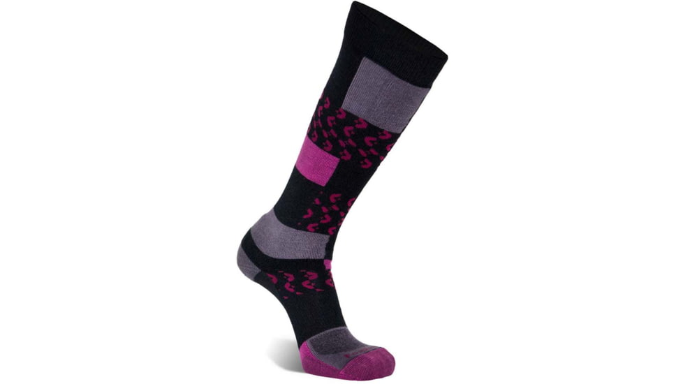 Fox River Peakheat Liftie Lightweight Over-the-Calf Ski and Snowboard Sock - Womens, Grey/Fuchsia, Small, 181952