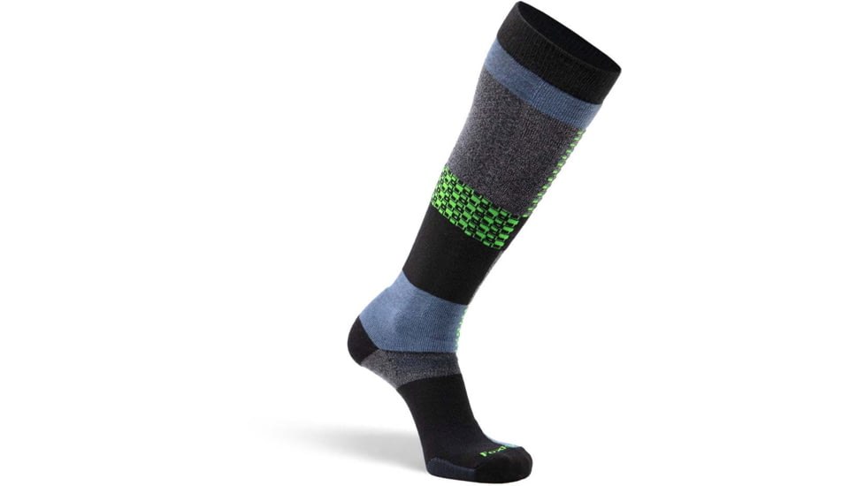 Fox River Peakheat Park Rat Lightweight Over-the-Calf Ski and Snowboard Sock - Mens, Black/Green, Large, 134232