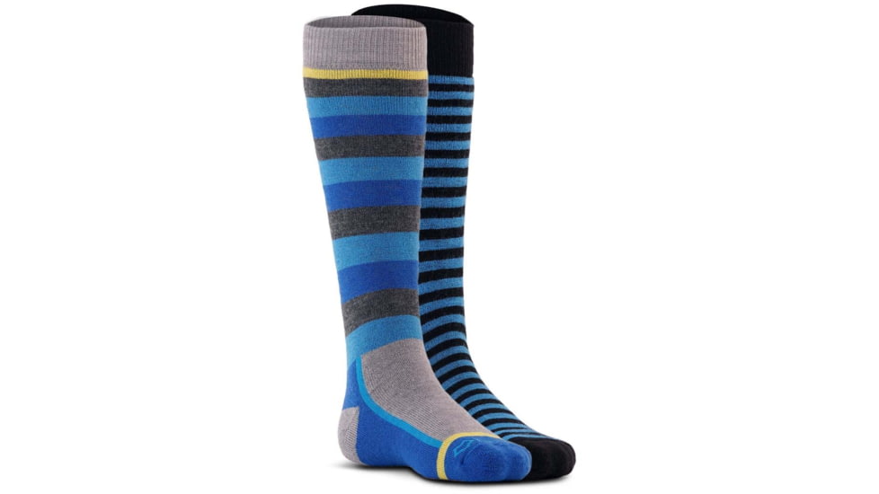 Fox River Snow Day Medium Weight Over-the-Calf Ski and Snowboard Sock - Kids, 2 per Pack, Blue Assort, Small, 184422