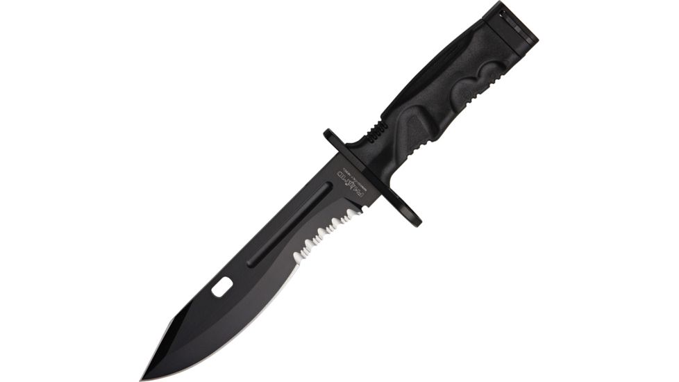 Fox Spartan 2 Leonida Bayonet Fixed Blade Knife,7.25in,Partially Serrated Blade,Black Forprene Handle FOX0193001