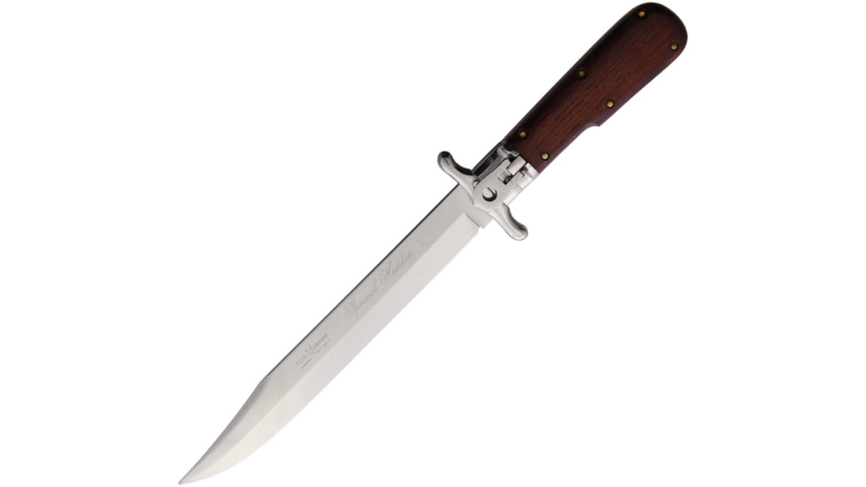 Fox Special Hunter Knife, 7.5 satin finish 440 stainless clip point blade, Brown wood handle, 01FX204