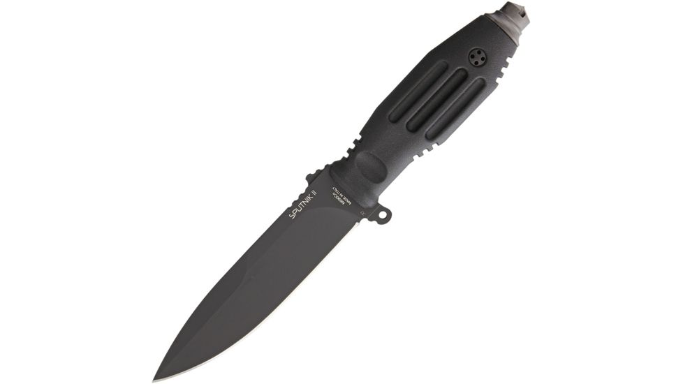 Fox Sputnik 11 Fixed Blade Knife, 5.375in, Black, Rubber Handle FOX811B
