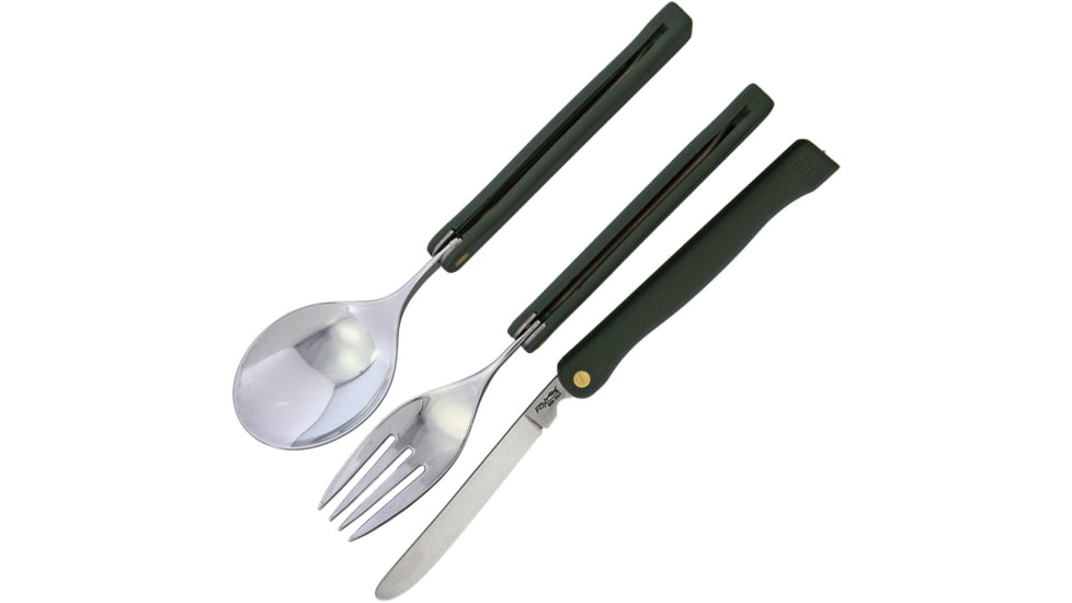 Fox Tableware Camp Set Camo, Green polypropylene handle, 09FX023