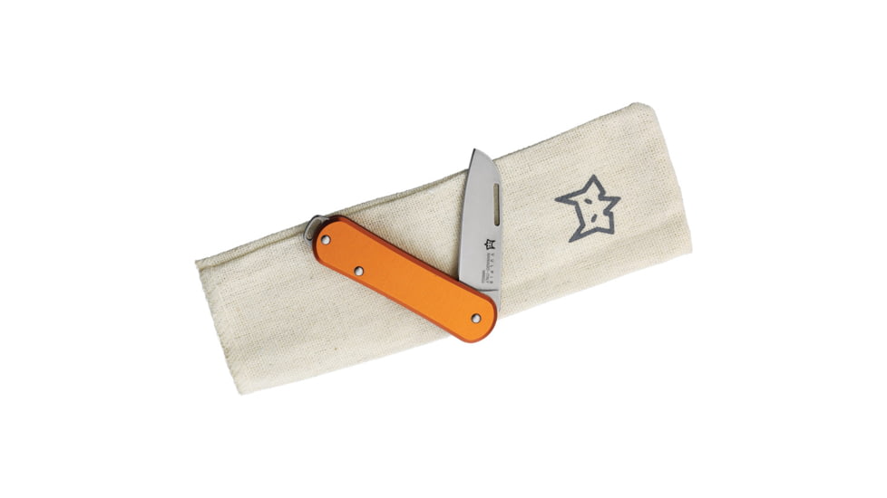 Fox Vulpis Folding Knife, 2.5in Closed, 1.75in Stonewash Bohler N690 SS Blade, Orange Aluminum Handle, FX-VP108 OR