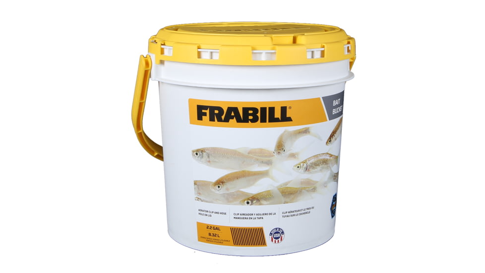 Frabill Bucket Bait, White/Yellow, 2.2 Gallon, PMC4820